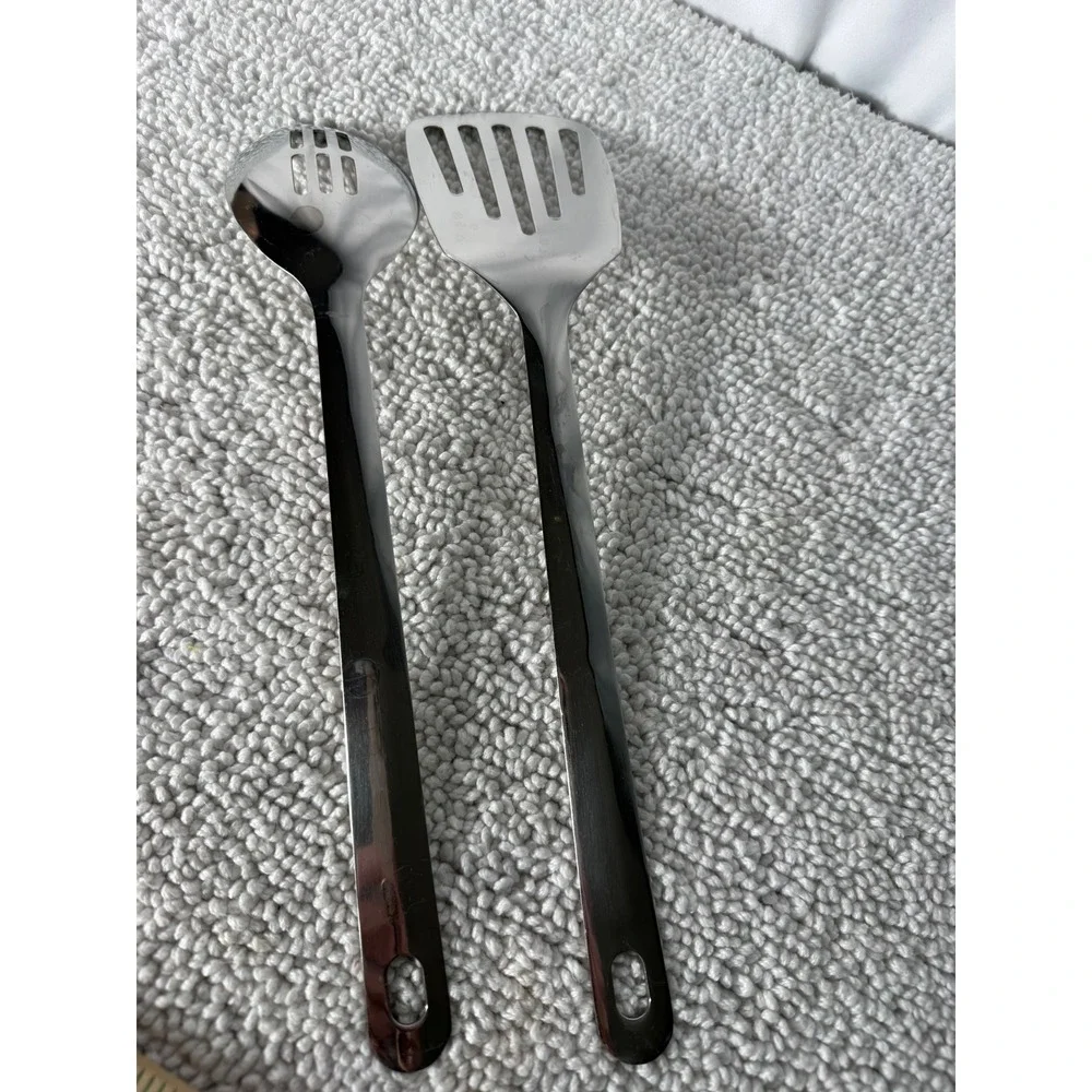 Emeril‎ Lagasse Stainless Steel Slotted Spoon and Turner Spatula Utensil Set 2pc